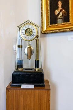 Bronze table clock in Cherepanovs Technical Museum Stock Photos