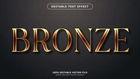Bronze text with luxury copper editable text effect style Stock Illustration