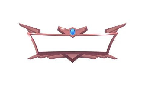 Bronze trapezoid frame with sharp wings for interface ui ux game, vector rank Stock Illustration