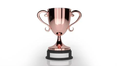 The bronze trophy of 3rd place got a bronze trophy,isolated on white backgrou Illustrazione stock