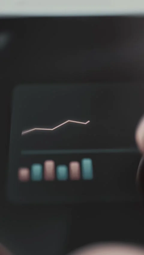 Bronze zigzag line climbs across a dark chart Stock Footage 343376895