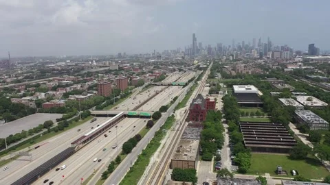 Bronzeville Aerial North to Loop Stock Footage 148434274
