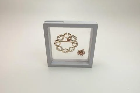Brooch in a box with a white background Stock Photos