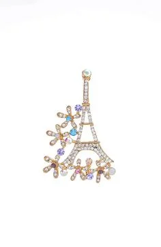 Brooch Eiffel Tower on a white background Stock Photos