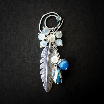 Brooch with feather 스톡 사진