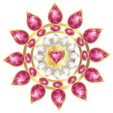 Brooch with pearl and ruby イラスト素材