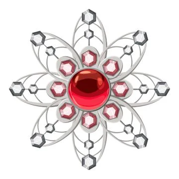 Brooch with ruby icon, cartoon style Stock Illustration