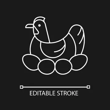 Brood hen linear icon for dark theme イラスト素材