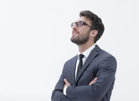 Brooding handsome guy lifted his head up Stock Photos