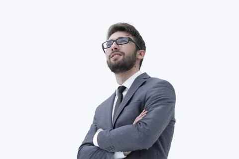 Brooding handsome guy lifted his head up Stock Photos
