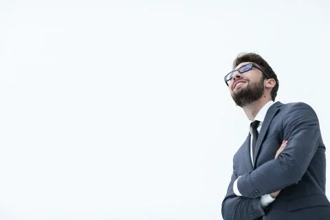 Brooding handsome guy lifted his head up Stock Photos