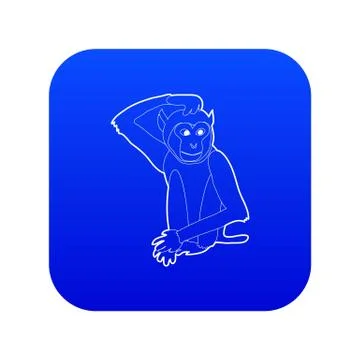 Brooding monkey icon blue vector Stock Illustration