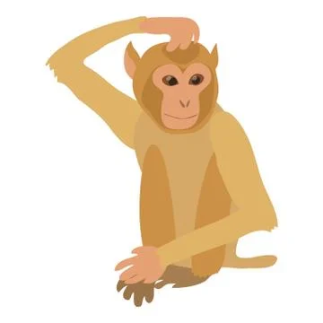 Brooding monkey icon, cartoon style イラスト素材