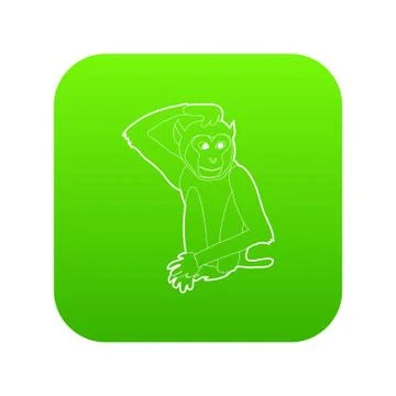 Brooding monkey icon green vector Stock Illustration