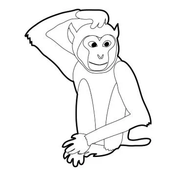 Brooding monkey icon outline Stock Illustration