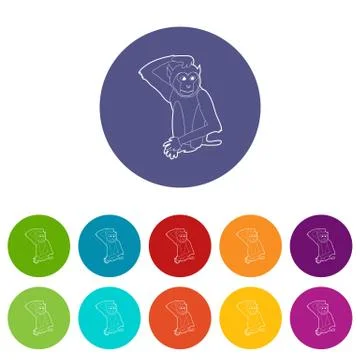 Brooding monkey icons set vector color イラスト素材