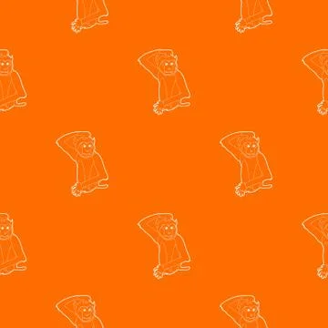 Brooding monkey pattern orange Stock Illustration