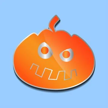 Brooding orange pumpkin sticker on a colored background. Stock Illustration