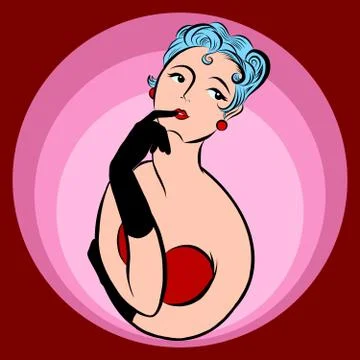 Brooding retro girl Stock Illustration