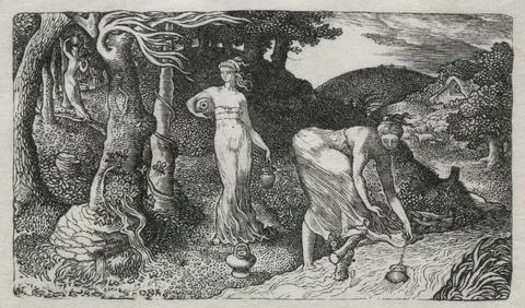 The Brook, 1829. Edward Calvert (British, 1799-1883). Wood engraving; Illustrazione stock