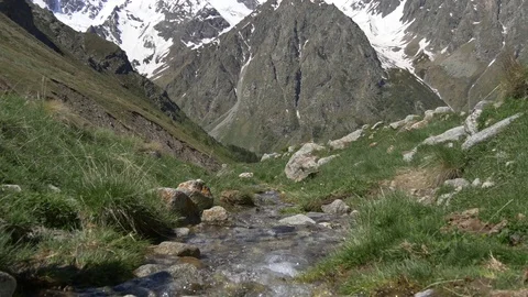 Brook of thawed water from glacier Stock Footage 77244920