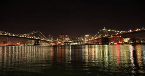 Brooklyn and Manhattan Bridge New York City Stock Footage 243333348