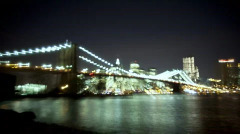 Brooklyn and Williamsburg Bridge Grunge Time Lapse Stock Footage