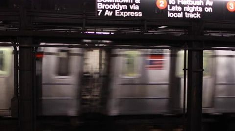 Brooklyn Bound MTA Subway Train from Station Platform New York City NYC USA 4K Stock Footage 41187569