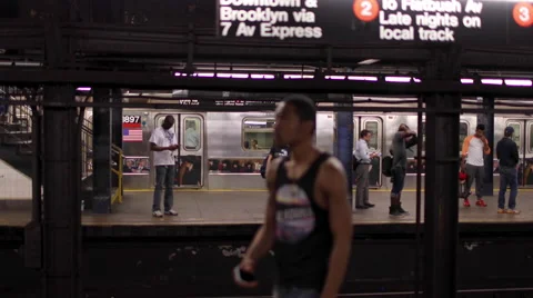 Brooklyn Bound MTA Subway Train from Station Platform New York City NYC USA 4K Stock Footage 41188082