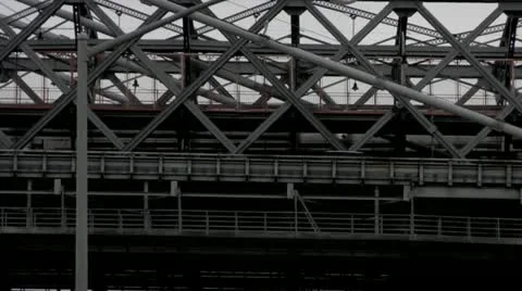 Brooklyn Bound Train Crossing Over Williamsburg Bridge Dusk Stock Footage 22159876