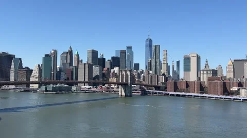 Brooklyn Bridge and Lower Manhattan Skyline Stock Footage 245523581