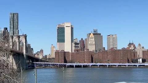Brooklyn Bridge and Lower Manhattan Skyline Stock Footage 245523596