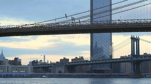 Brooklyn Bridge and Manhattan bridge HD footage - New York City , United States Stock Footage 100757002