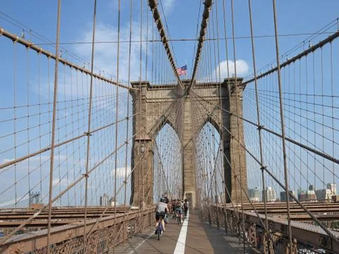 Brooklyn bridge bicycle path Stock Photos