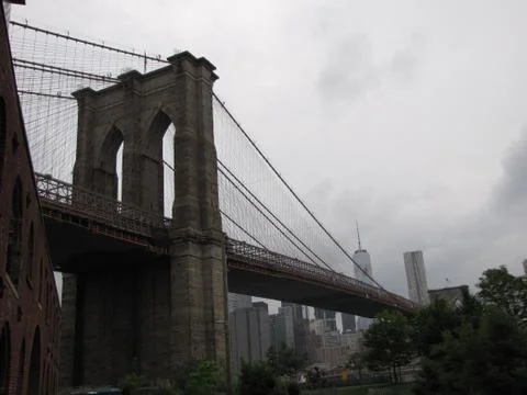 Brooklyn Bridge Cloudy Day Stock Photos