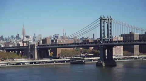 The Brooklyn Bridge from a distance Stock Footage 56873254