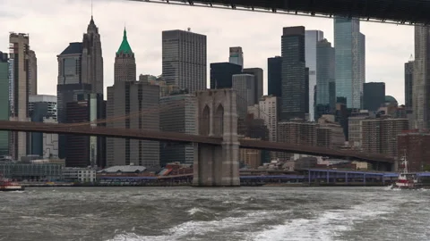 Brooklyn Bridge Downtown Hyperlapse Fast Extended Stock Footage 239360877