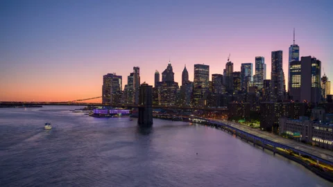 Brooklyn Bridge Downtown Manhattan Stock Footage 166922366