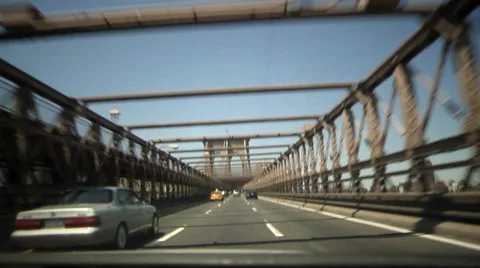 Brooklyn Bridge Drive Thru Stock Footage 57686478