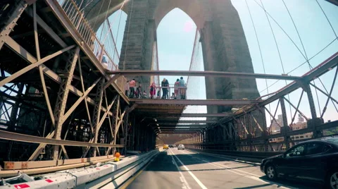 Brooklyn Bridge Driving Traffic 4K Stock Footage 50902136