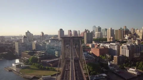 Brooklyn Bridge Drone Shot Stock Footage 130816587