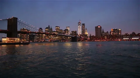 Brooklyn Bridge at Evening, New York Stock Footage 24412977