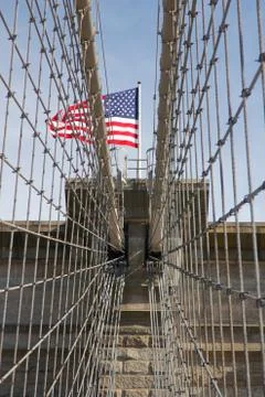Brooklyn Bridge Flag Stock Photos