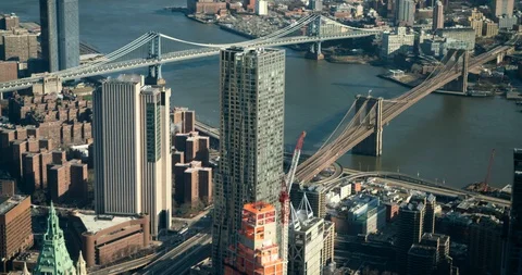 Brooklyn Bridge &amp; Hudson River 4K Timelapse in New York City Video stock 101654389