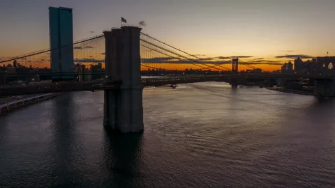 Brooklyn bridge hyperlapse at sunrise Stock Footage 235969520