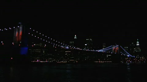 Brooklyn Bridge Light Show 2008 Stock Footage 154814