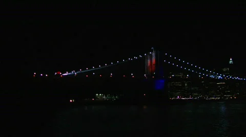 Brooklyn Bridge Light Show 2008-2 pan Video stock 157155