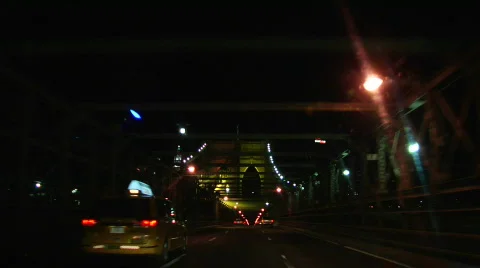 Brooklyn Bridge Light Show 2008-3 driving Stock Footage 157157