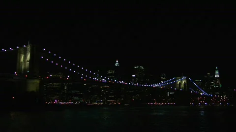 Brooklyn Bridge Light Show 2008-4 Stock Footage 157159