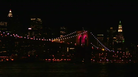 Brooklyn Bridge Light Show 2008-7 Video stock 157168